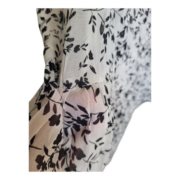 DownEast Mimi Dress XS White Black Floral Prairie Midi Boho Tiered Rayon NWT - Picture 14 of 15